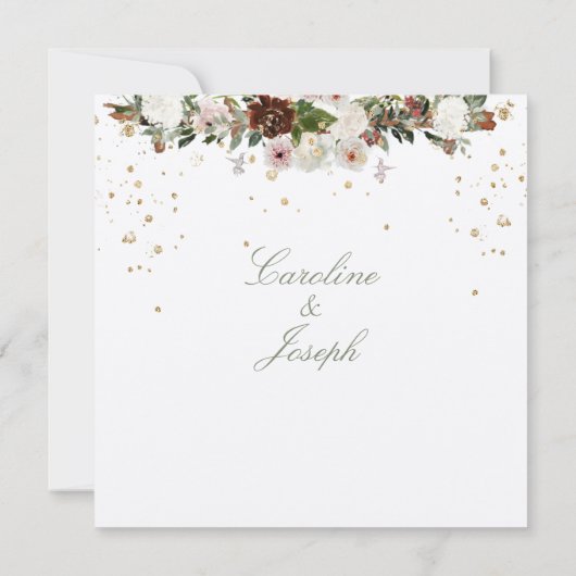 Invitation Sparkling Gold Floral Chuppah Canopy Wedding (Dos)