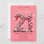 Invitation Sparkling Pink and Silver Gemstones 21st Birthday (Devant)