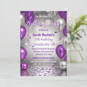 Invitation Sparkling Purple and Silver 30th Birthday Party (Debout devant)