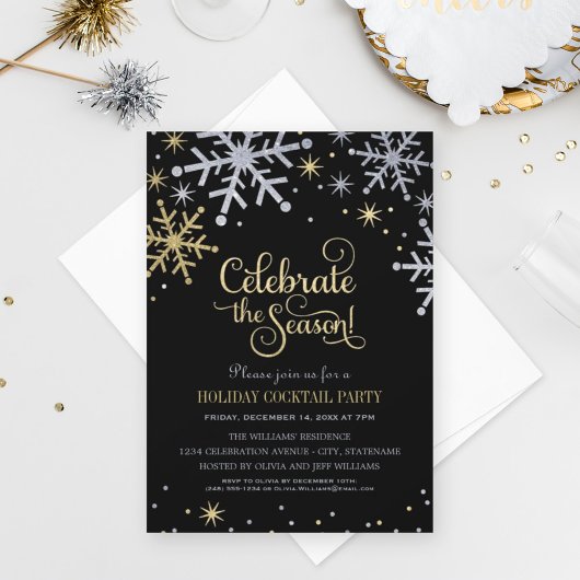 Invitation Sparkling Snowflakes Holiday Cocktail Party
