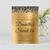 Invitation Sparkly Black Parties scintillant Gold Foil Sweet  (Debout devant)