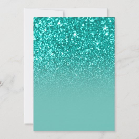 Invitation Sparkly Bokeh Parties scintillant Turquoise Ombre  (Dos)