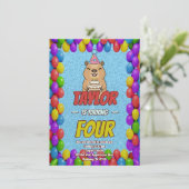 Invitation Sparkly Capybara Birthday Invite (Debout devant)