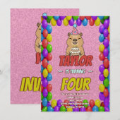 Invitation Sparkly Capybara Birthday Invite (Devant / Derrière)