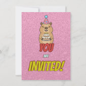 Invitation Sparkly Capybara Birthday Invite (Dos)