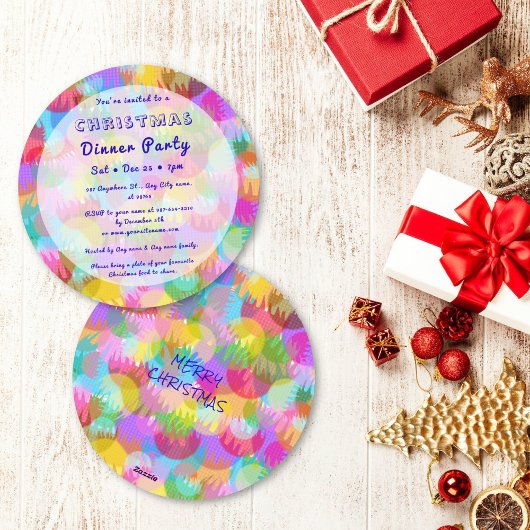 Invitation Sparkly Colorful Simple Christmas Dinner Party