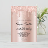 Invitation Sparkly Glittery Drips Rose Gold Ombre (Debout devant)