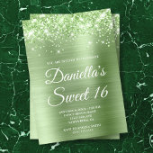 Invitation Sparkly Glittery Light Green Foil Sweet 16