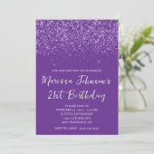 Invitation Sparkly Glittery Royal Purple 21e anniversaire (Debout devant)