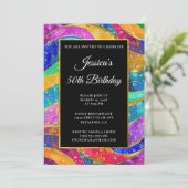 Invitation Sparkly Gold Parties scintillant Arc-en-ciel 50e a (Debout devant)