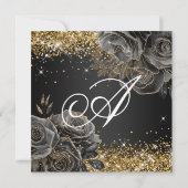 Invitation Sparkly Gold Parties scintillant Black Rose Glam 5 (Dos)