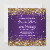 Invitation Sparkly Gold Parties scintillant Royal Purple 40e  (Devant)