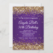 Invitation Sparkly Gold Parties scintillant Royal Purple 50e  (Dos)