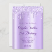 Invitation Sparkly Pale Purple Glitter Drips Lavender Ombre (Devant)