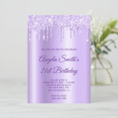 Invitation Sparkly Pale Purple Glitter Drips Lavender Ombre (Debout devant)