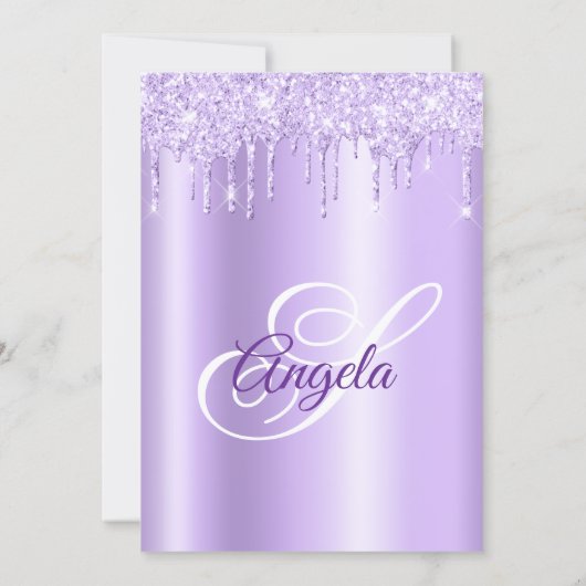 Invitation Sparkly Pale Purple Glitter Drips Lavender Ombre (Dos)
