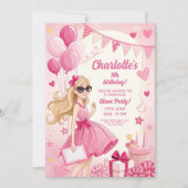 Invitation Sparkly Pink Glam Birthday Party (Devant)