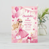 Invitation Sparkly Pink Glam Birthday Party (Debout devant)