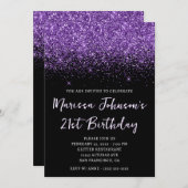 Invitation Sparkly Royal Purple Parties scintillant Noir 21e  (Devant / Derrière)