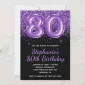 Invitation Sparkly Royal Purple Parties scintillant noir Numé (Devant)