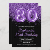 Invitation Sparkly Royal Purple Parties scintillant noir Numé (Devant / Derrière)
