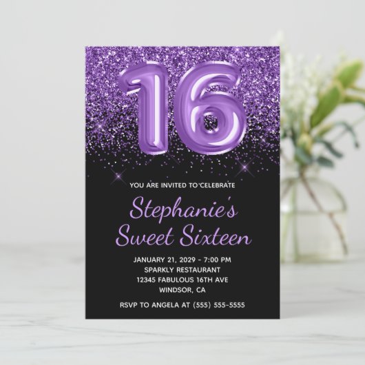 Invitation Sparkly Royal Purple Parties scintillant Noir Numé (Debout devant)