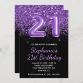 Invitation Sparkly Royal Purple Parties scintillant Noir Numé (Devant / Derrière)