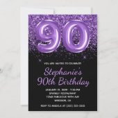 Invitation Sparkly Royal Purple Parties scintillant Noir Numé (Devant)