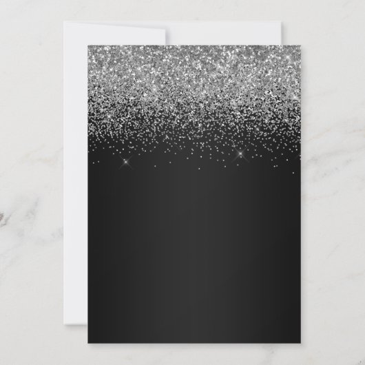 Invitation Sparkly Silver Glitter Black Gradient Sweet 16 (Dos)