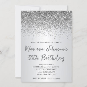 Invitation Sparkly Silver Parties scintillant Ombre 30e anniv