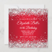 Invitation Sparkly Silver Parties scintillant Rouge Ombre 40e (Devant)
