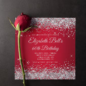 Invitation Sparkly Silver Parties scintillant Rouge Ombre 60e