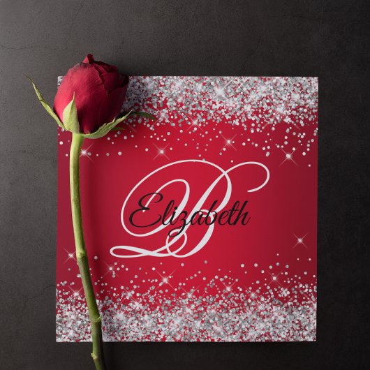 Invitation Sparkly Silver Parties scintillant Rouge Ombre 60e