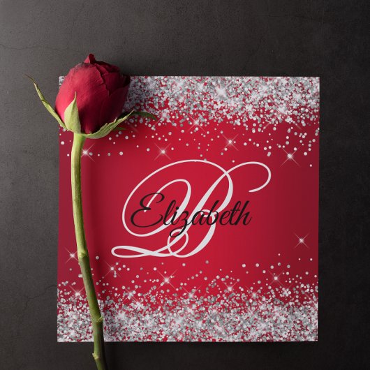 Invitation Sparkly Silver Parties scintillant Rouge Ombre 80e
