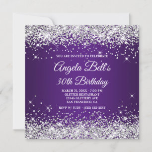 Invitation Sparkly Silver Parties scintillant Royal Purple 30