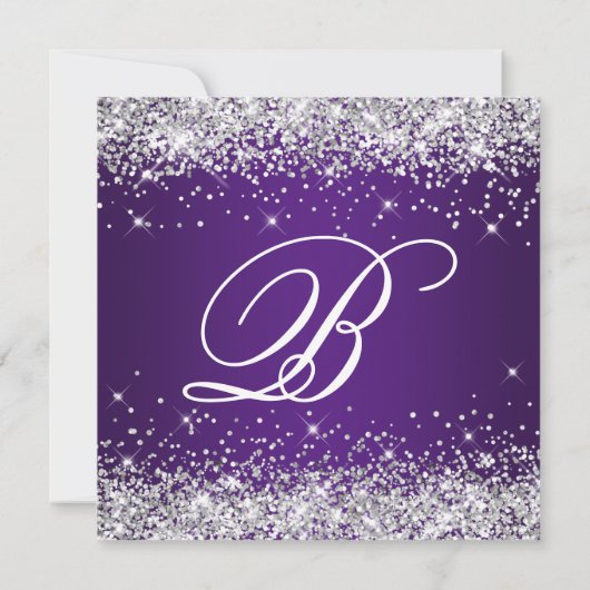 Invitation Sparkly Silver Parties scintillant Royal Purple 60 (Dos)