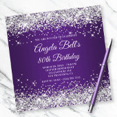 Invitation Sparkly Silver Parties scintillant Royal Purple 80