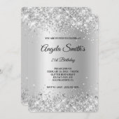 Invitation Sparkly Silver Parties scintillant Satin Foil 21e  (Devant / Derrière)
