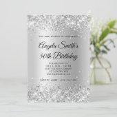 Invitation Sparkly Silver Parties scintillant Satin Foil 50e  (Debout devant)