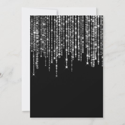 Invitation Sparkly Silver String Lights Black Sweet 16 (Dos)
