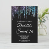 Invitation Sparkly Unicorn String Lights Black Sweet 16 (Debout devant)