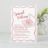 Invitation Special Delivery Pizza Baby Shower (Debout devant)