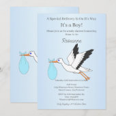 Invitation Special Delivery Stork Baby Boy Baby Shower (Devant / Derrière)