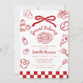Invitation Special Delivery Whimsical Bow Pizza Baby Shower (Devant)