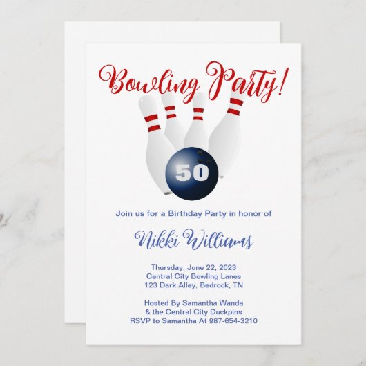 Invitation spéciale 50e anniversaire - Bowling Par (Devant / Derrière)