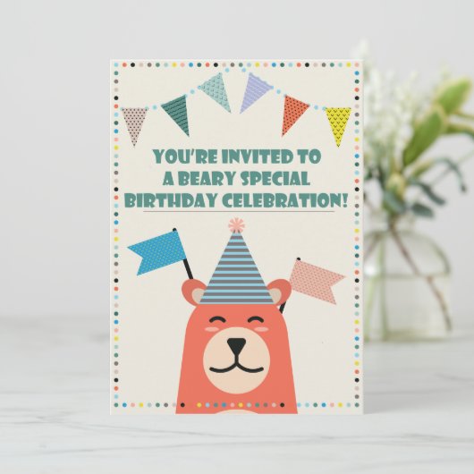 Invitation spéciale d'anniversaire Beary (Debout devant)