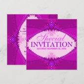 Invitation spéciale Filles Rose Chaud et Violet (Devant / Derrière)