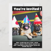 Invitation spéciale pour chien Pug (Devant)