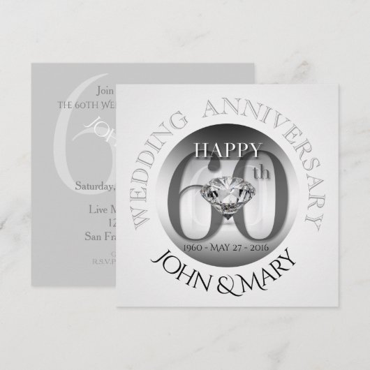 Invitation spéciale pour les 60 ans de mariage de (Devant / Derrière)