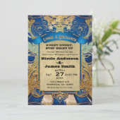 Invitation Spectacle de cirque vintage Carnaval Royal Bleu &  (Debout devant)